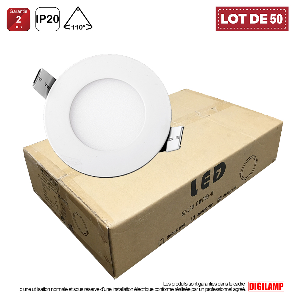 Plafonnier Dalle LED carré extra plat encastrable - IP20 et IKO5