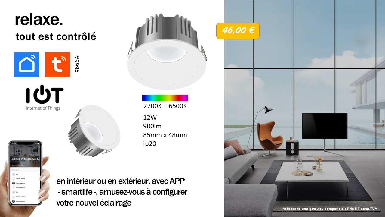 Spot encastrable LED intégrée rond fixe Blanc - Digilamp - Luminaires &  Eclairage