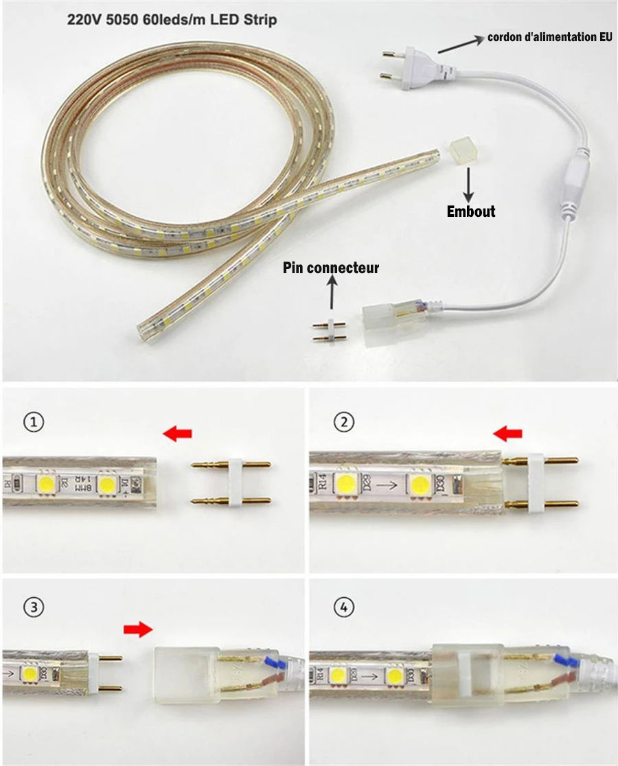Connecteur ruban led-alimentation