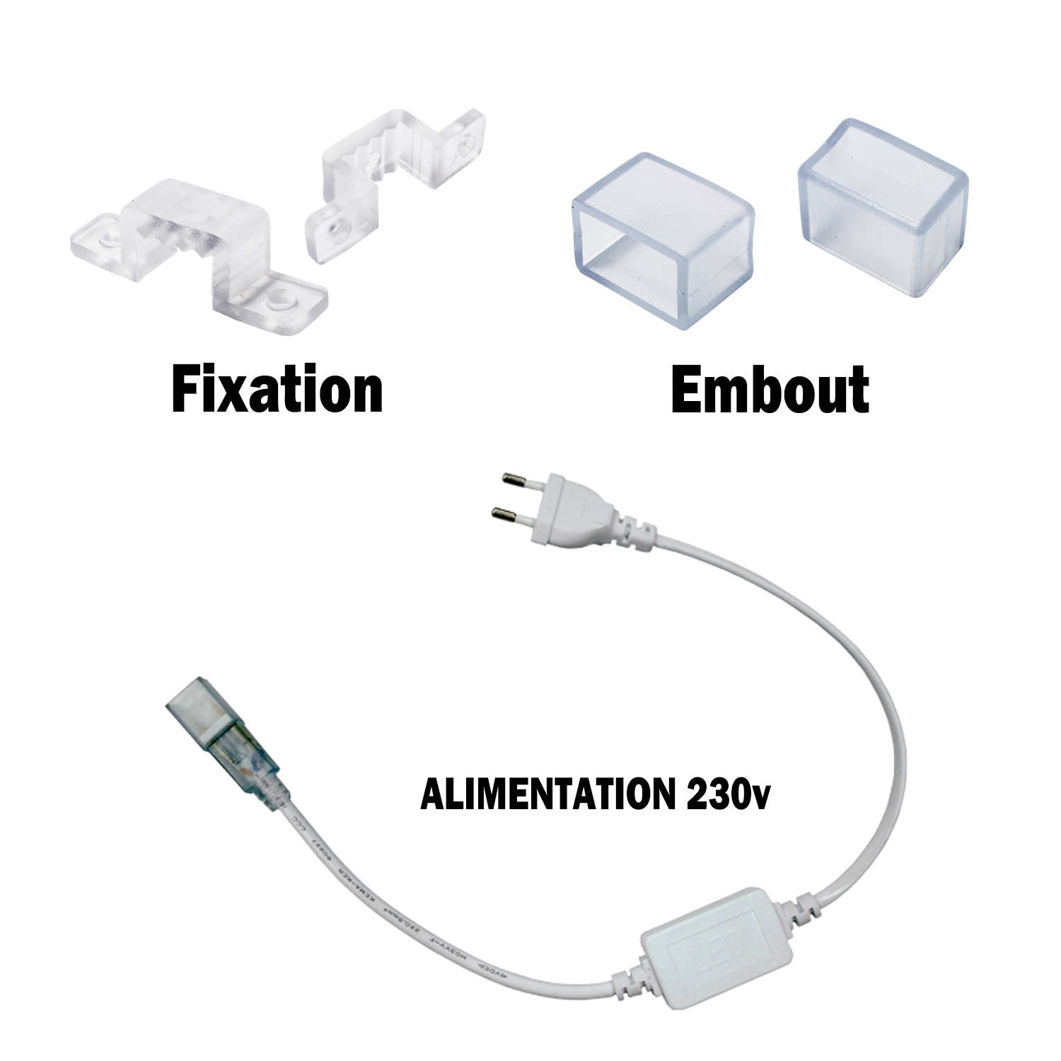 Connecteur T 8mm pour ruban LED 220V 5050 ou 2835 25 ou 50 mètres