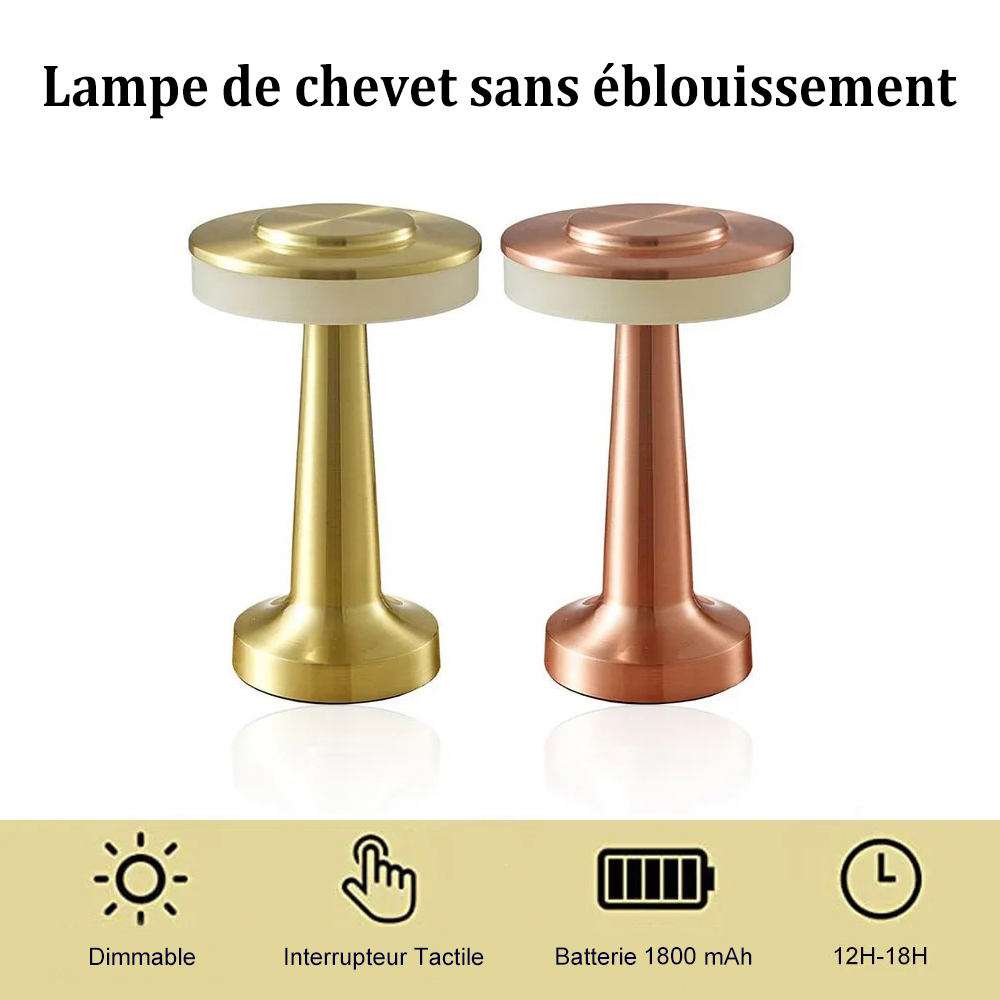 Lampe de table led sans fil rechargeable, lampe de chevet dimmable