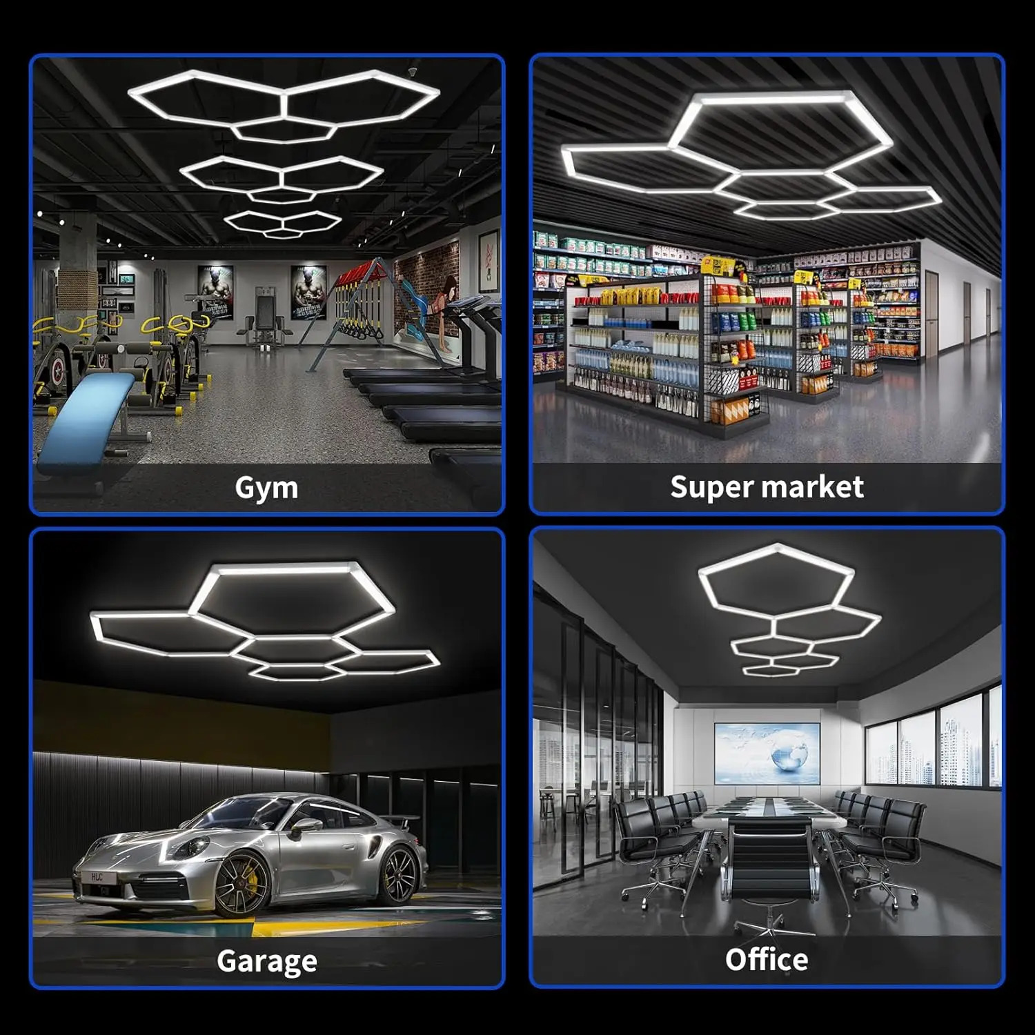 Plafonnier LED Hexagonal 200W 6500K – Super Lumineux (21120 Lm) – Pour Garage, Atelier, Entrepôt, Salle De Sport